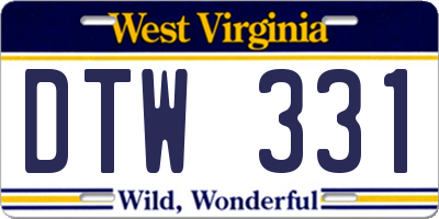 WV license plate DTW331