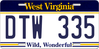 WV license plate DTW335