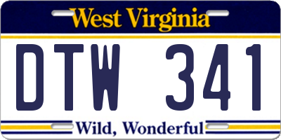 WV license plate DTW341