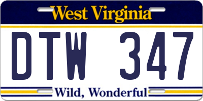WV license plate DTW347