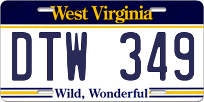 WV license plate DTW349