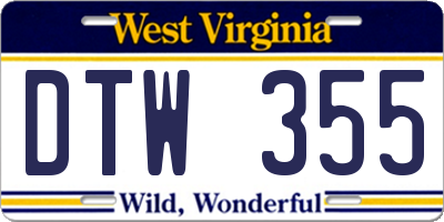 WV license plate DTW355