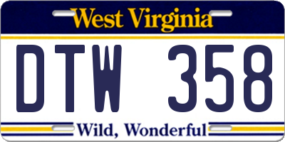 WV license plate DTW358