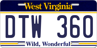 WV license plate DTW360