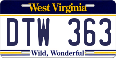 WV license plate DTW363