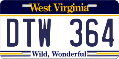 WV license plate DTW364