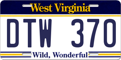 WV license plate DTW370