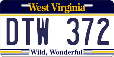 WV license plate DTW372
