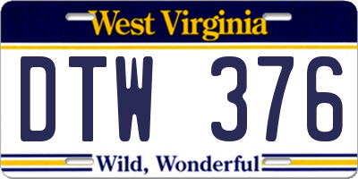 WV license plate DTW376