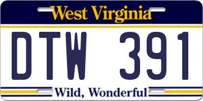 WV license plate DTW391