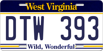 WV license plate DTW393