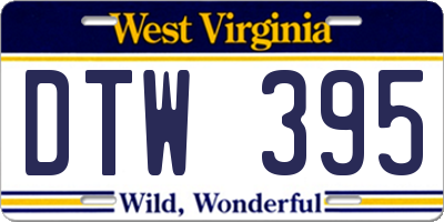 WV license plate DTW395