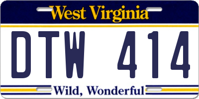 WV license plate DTW414