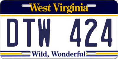 WV license plate DTW424