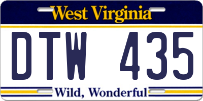 WV license plate DTW435
