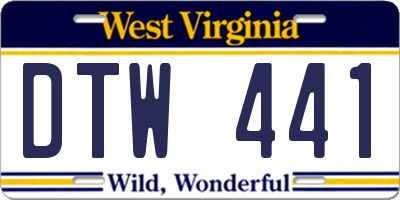 WV license plate DTW441