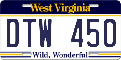 WV license plate DTW450