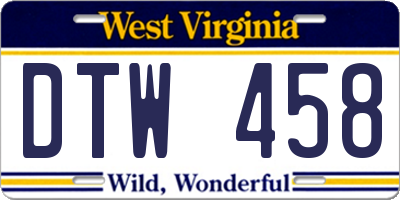 WV license plate DTW458