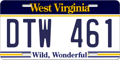 WV license plate DTW461