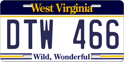 WV license plate DTW466