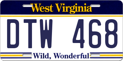 WV license plate DTW468