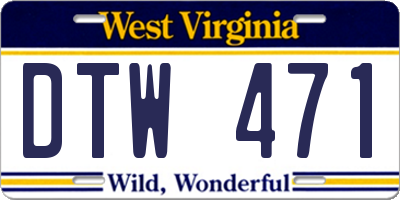 WV license plate DTW471