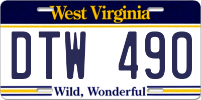 WV license plate DTW490