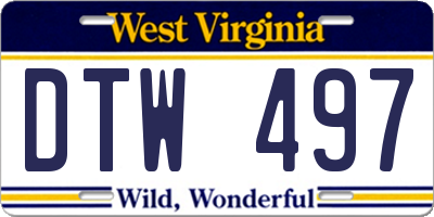 WV license plate DTW497