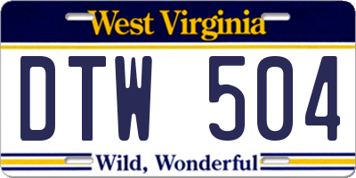 WV license plate DTW504