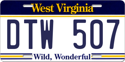 WV license plate DTW507