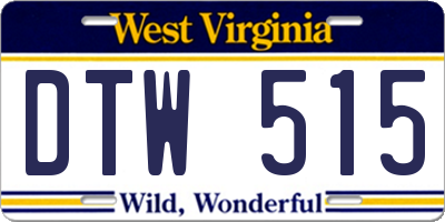 WV license plate DTW515