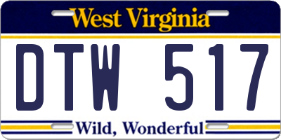 WV license plate DTW517