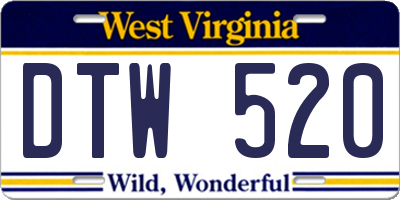 WV license plate DTW520