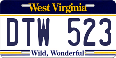 WV license plate DTW523