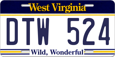 WV license plate DTW524