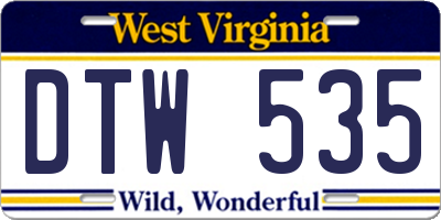 WV license plate DTW535