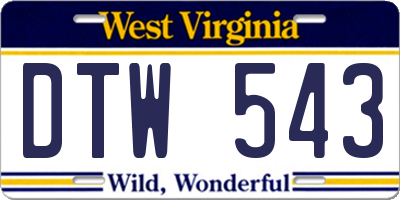 WV license plate DTW543