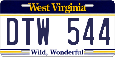 WV license plate DTW544