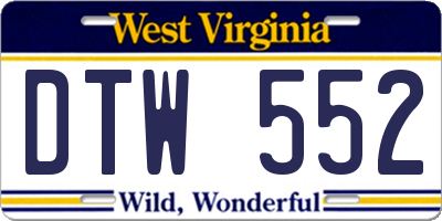 WV license plate DTW552