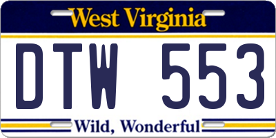 WV license plate DTW553