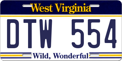 WV license plate DTW554