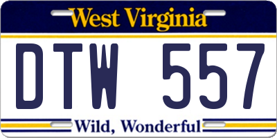 WV license plate DTW557