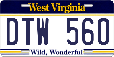 WV license plate DTW560