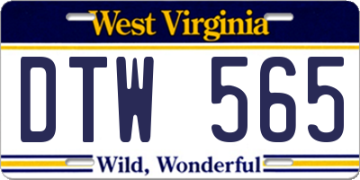 WV license plate DTW565