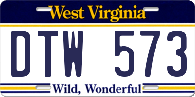 WV license plate DTW573