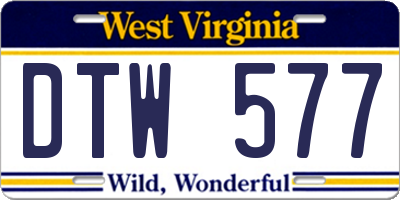 WV license plate DTW577