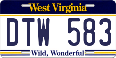 WV license plate DTW583