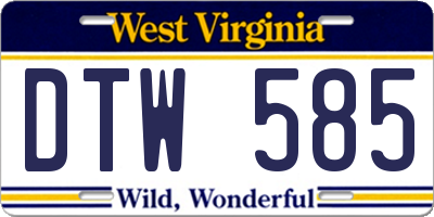 WV license plate DTW585