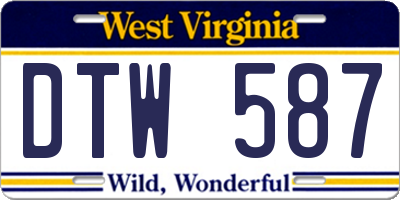 WV license plate DTW587