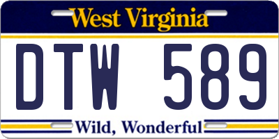 WV license plate DTW589